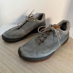ECCO Men’s Leather Walking Shoes Gray Lace-Up Comfort EU 44 US 10